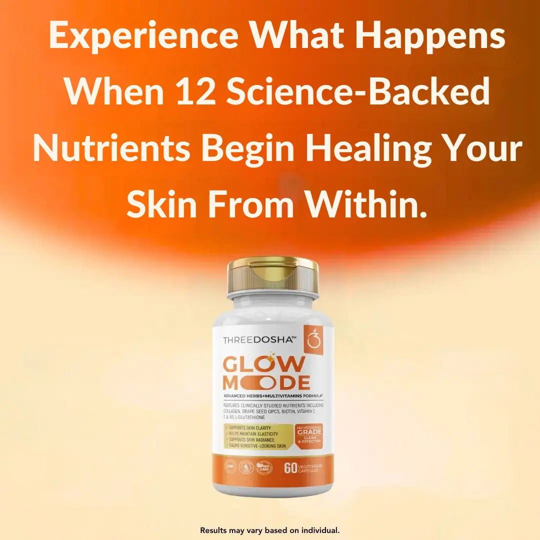 Glow Mode™ – 12-in-1 Advanced Skin Nutrition Supplement for Radiant Glow, Clear Complexion, and Skin Elasticity ｜ For Women & Men ｜ Science-Backed Herbs + Vitamins ｜ Suitable For All Skin Types｜60 Veg Capsules