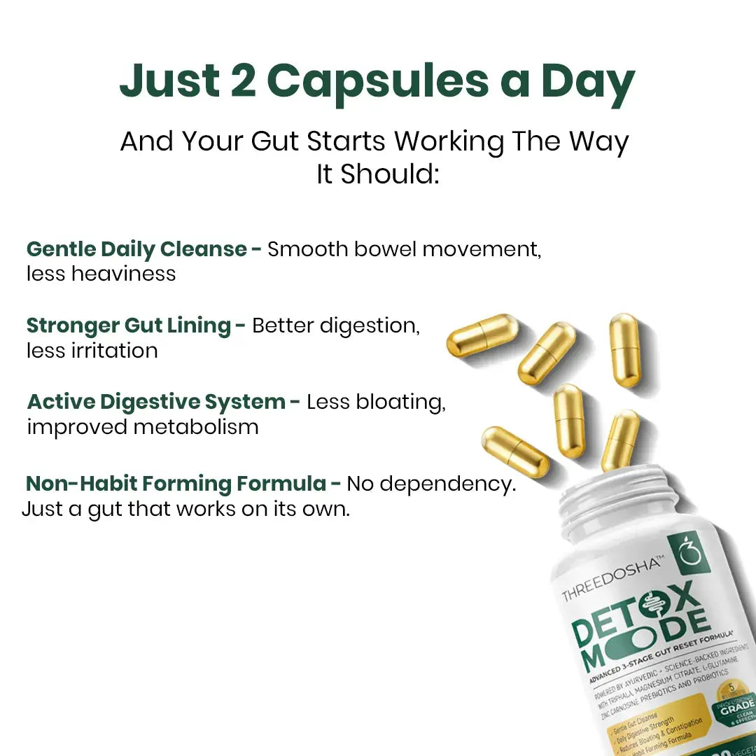 Detox Mode – 10-in-1 Advanced Gut Cleanse supplement for natural and gentle cleanse| Repairs Gut lining | Strengthens the Digestive System | Laxative(Senna) Free |Sugar Free | Men & Women | 60 Veg Capsules